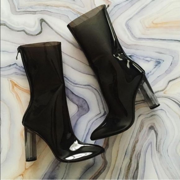 PRIVILEGED Black Perspex Boots - Picture 1 of 6